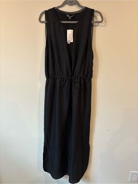 Vince Silk Textured Sleeveless Dress in Black